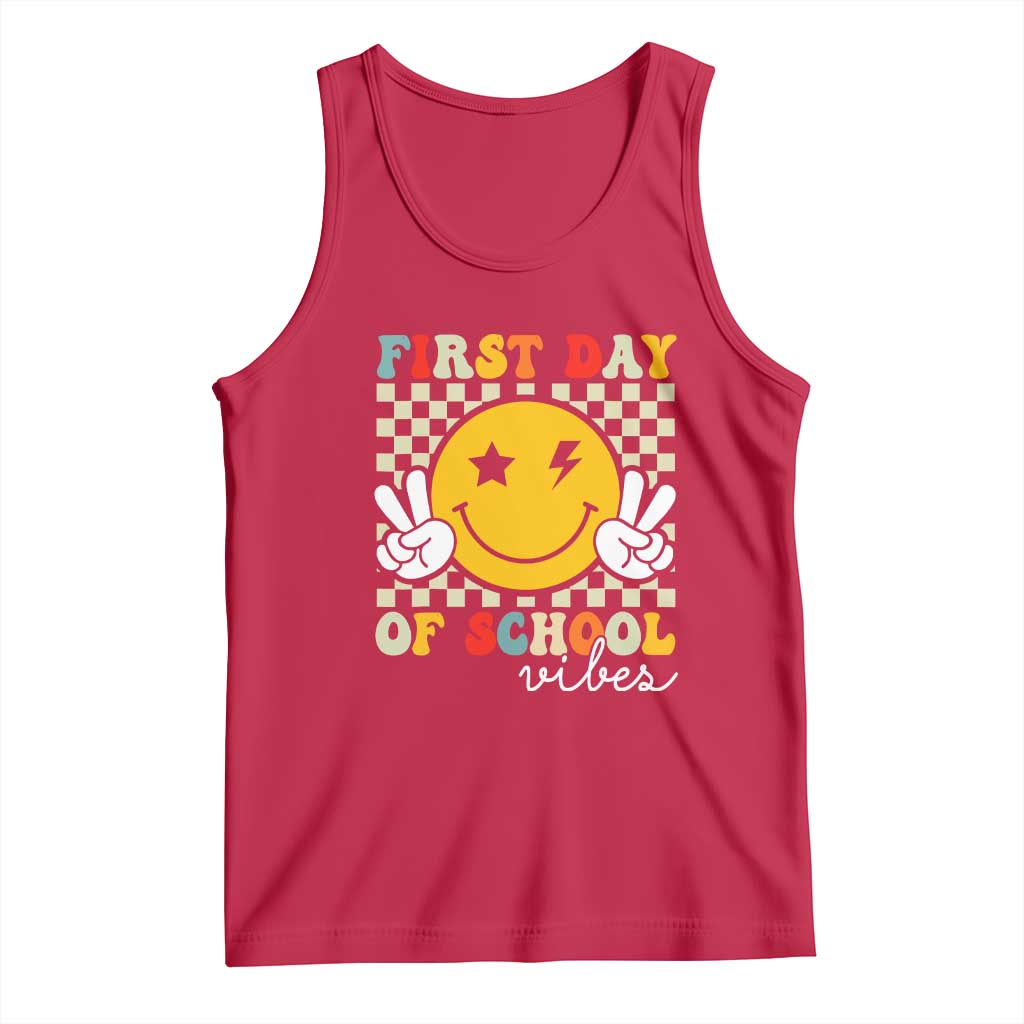 First Day of School Vibes Tank Top Aesthetic Back to School Teacher Student TS01 Red Print Your Wear