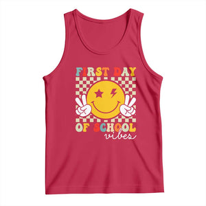 First Day of School Vibes Tank Top Aesthetic Back to School Teacher Student TS01 Red Print Your Wear