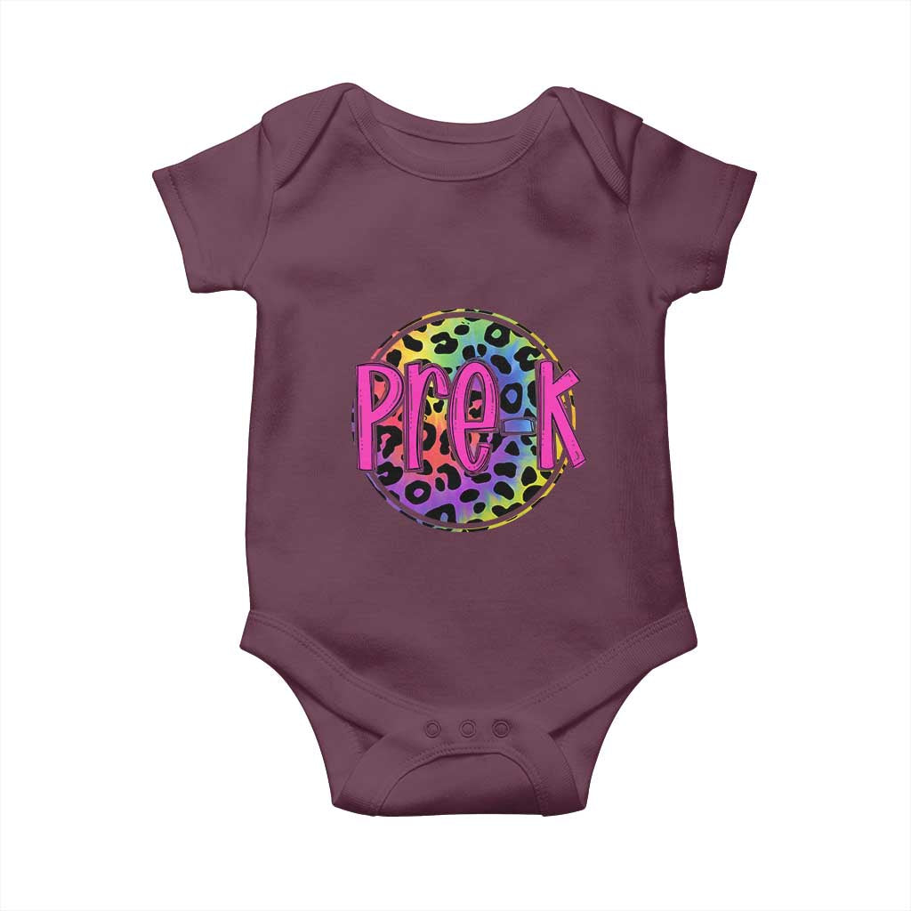 Pre-Kindergarten Neon Leopard Effect Printing Baby Onesie Wild About PreK Teacher Student Gift TS01 Maroon Print Your Wear