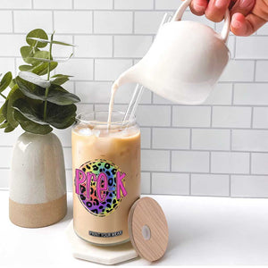 Pre-Kindergarten Neon Leopard Effect Printing Glass Can Wild About PreK Teacher Student Gift TS01 Print Your Wear