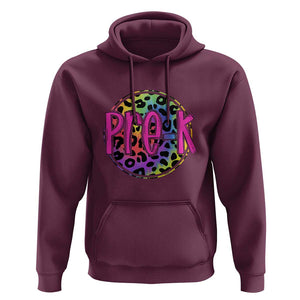 Pre-Kindergarten Neon Leopard Hoodie PreK Teacher 1st Day of School TS01 Maroon Print Your Wear