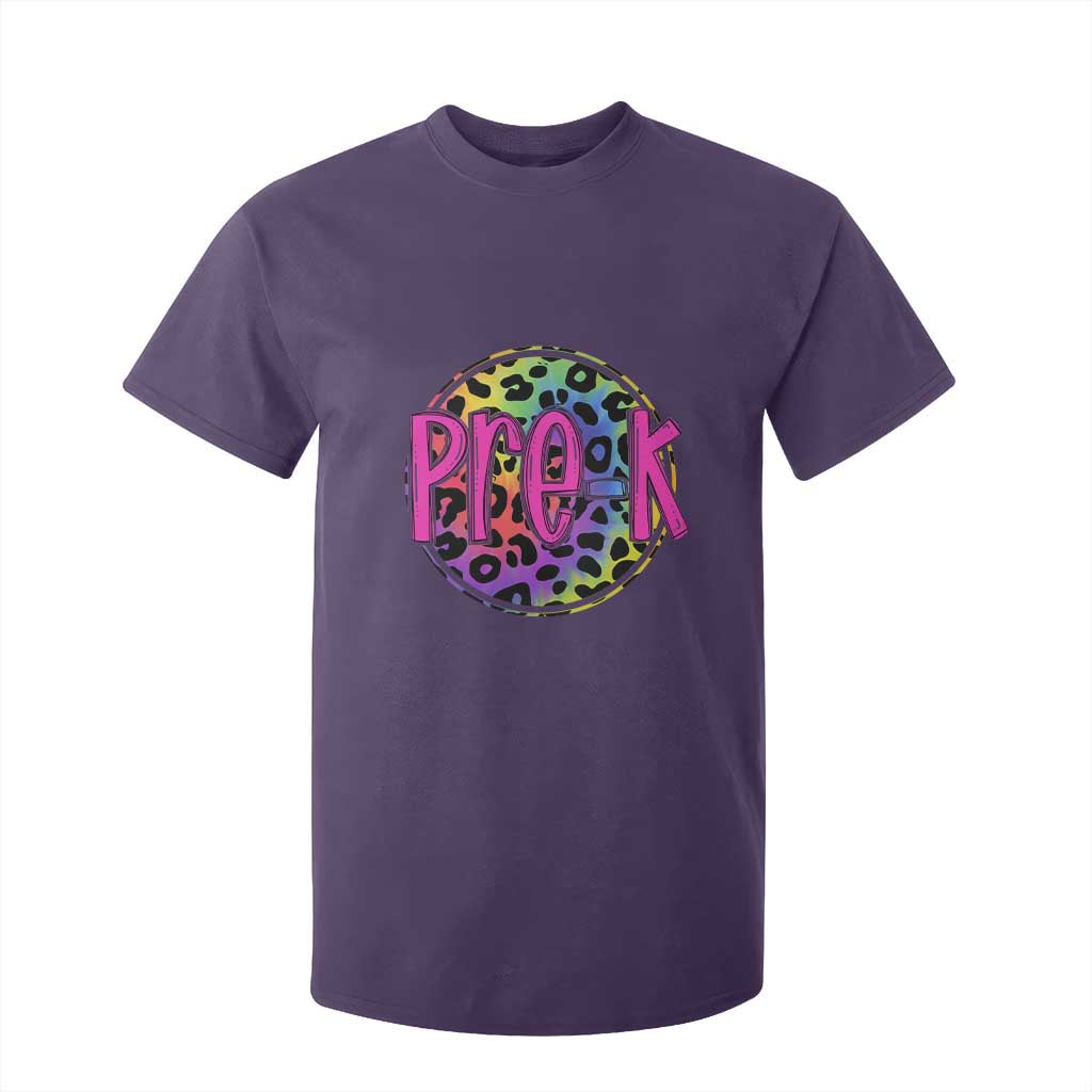 Pre-Kindergarten Neon Leopard Effect Printing T Shirt For Kid Wild About PreK Teacher Student Gift TS01 Purple Print Your Wear