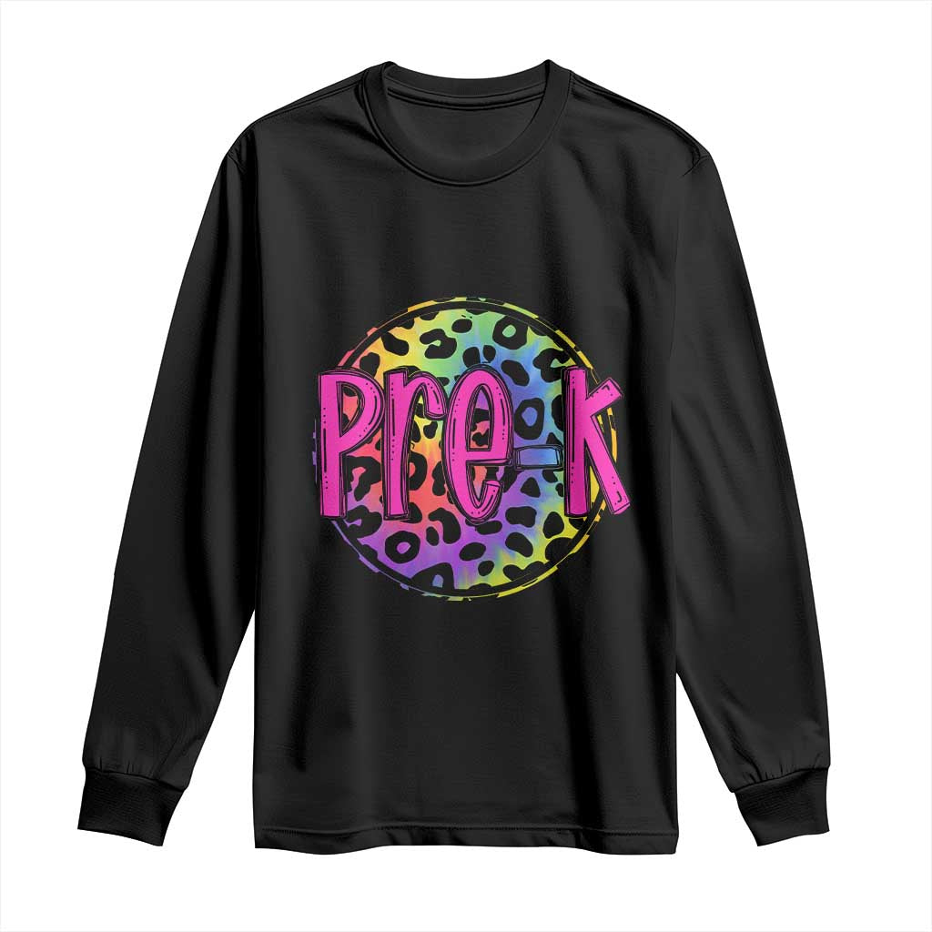 Pre-Kindergarten Neon Leopard Effect Printing Long Sleeve Shirt Wild About PreK Teacher Student Gift TS01 Black Print Your Wear