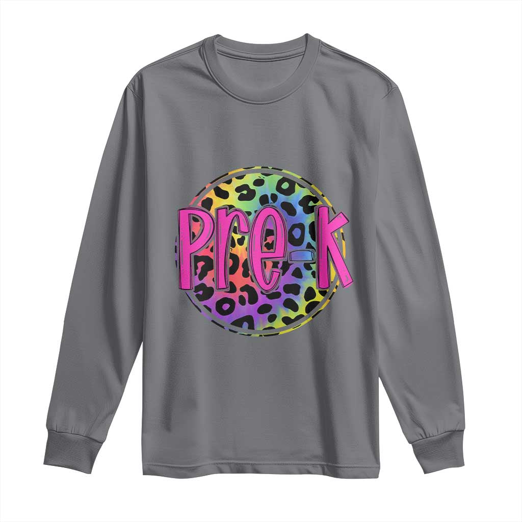 Pre-Kindergarten Neon Leopard Effect Printing Long Sleeve Shirt Wild About PreK Teacher Student Gift TS01 Charcoal Print Your Wear