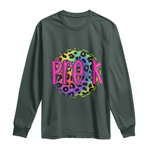 Pre-Kindergarten Neon Leopard Effect Printing Long Sleeve Shirt Wild About PreK Teacher Student Gift TS01 Dark Forest Green Print Your Wear