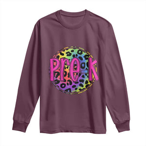 Pre-Kindergarten Neon Leopard Effect Printing Long Sleeve Shirt Wild About PreK Teacher Student Gift TS01 Maroon Print Your Wear