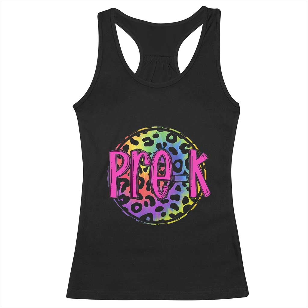 Pre-Kindergarten Neon Leopard Effect Printing Racerback Tank Top Wild About PreK Teacher Student Gift TS01 Black Print Your Wear