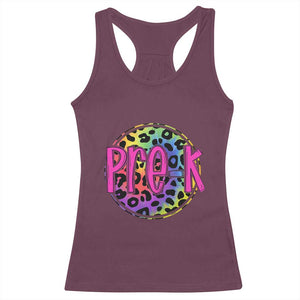 Pre-Kindergarten Neon Leopard Effect Printing Racerback Tank Top Wild About PreK Teacher Student Gift TS01 Maroon Print Your Wear