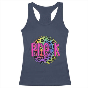 Pre-Kindergarten Neon Leopard Effect Printing Racerback Tank Top Wild About PreK Teacher Student Gift TS01 Navy Print Your Wear