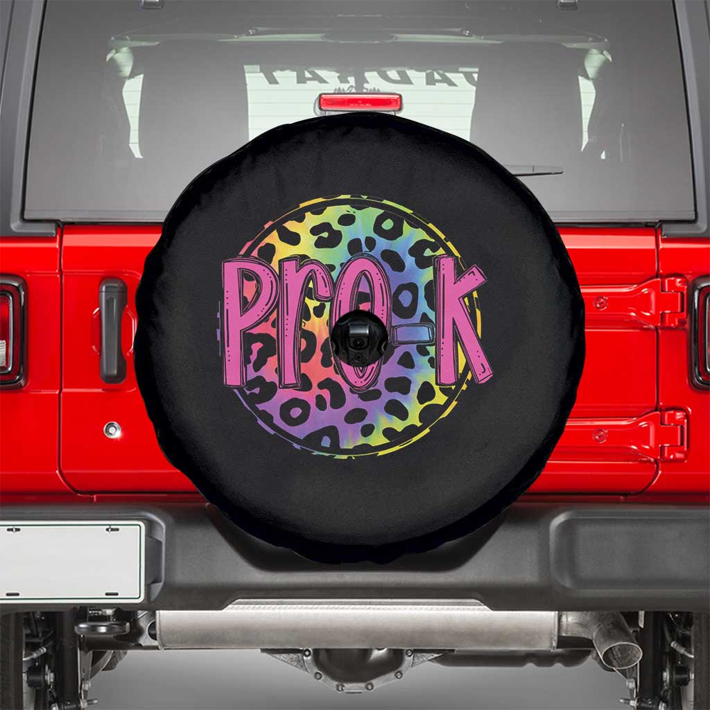 Pre-Kindergarten Neon Leopard Effect Printing Spare Tire Cover Wild About PreK Teacher Student Gift TS01 Black Print Your Wear