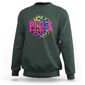 Pre-Kindergarten Neon Leopard Sweatshirt PreK Teacher 1st Day of School TS01 Dark Forest Green Print Your Wear