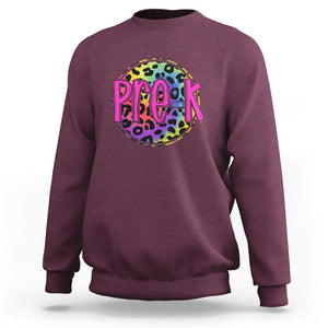 Pre-Kindergarten Neon Leopard Sweatshirt PreK Teacher 1st Day of School TS01 Maroon Print Your Wear