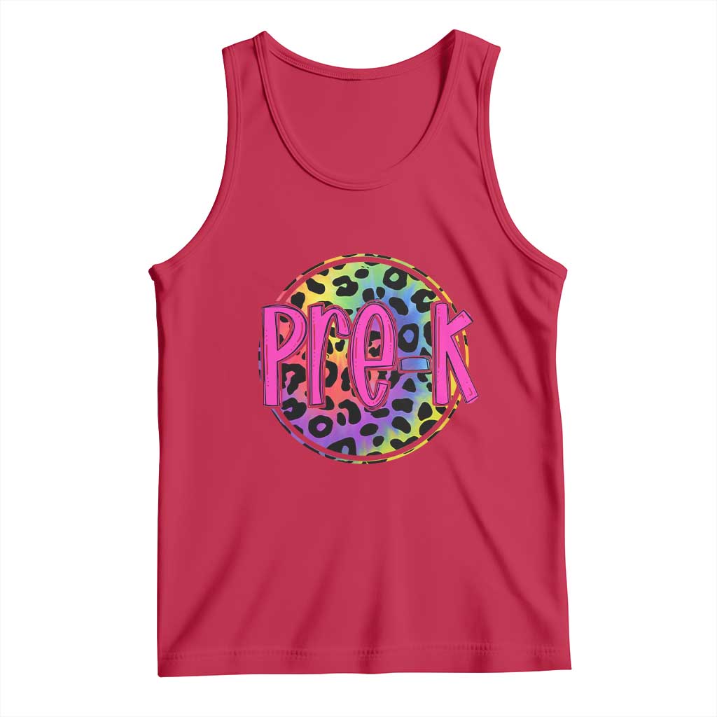 Pre-Kindergarten Neon Leopard Effect Printing Tank Top Wild About PreK Teacher Student Gift TS01 Red Print Your Wear