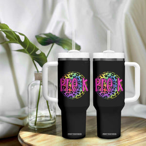Pre-Kindergarten Neon Leopard Effect Printing Tumbler With Handle Wild About PreK Teacher Student Gift TS01 Print Your Wear