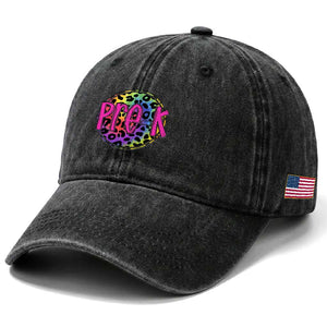Pre-Kindergarten Neon Leopard Effect Printing Washed Cotton Baseball Cap Wild About PreK Teacher Student Gift TS01 Print Your Wear