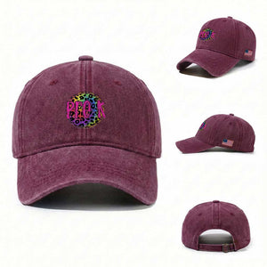 Pre-Kindergarten Neon Leopard Effect Printing Washed Cotton Baseball Cap Wild About PreK Teacher Student Gift TS01 Washed Cap Universal Fit Burgundy Print Your Wear