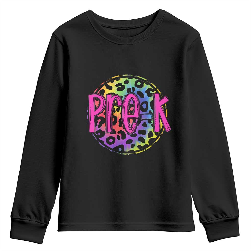 Pre-Kindergarten Neon Leopard Effect Printing Youth Sweatshirt Wild About PreK Teacher Student Gift TS01 Black Print Your Wear