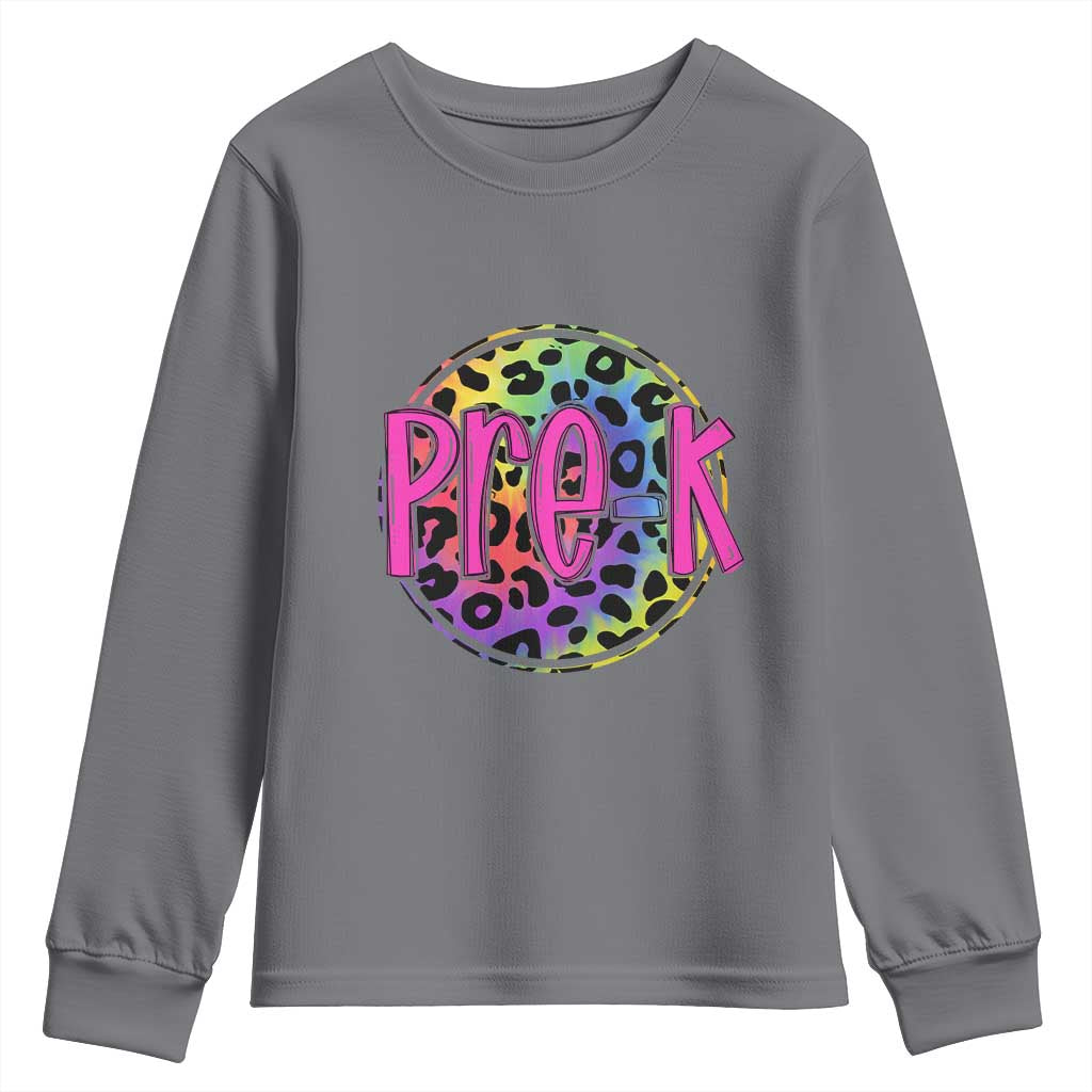 Pre-Kindergarten Neon Leopard Effect Printing Youth Sweatshirt Wild About PreK Teacher Student Gift TS01 Charcoal Print Your Wear