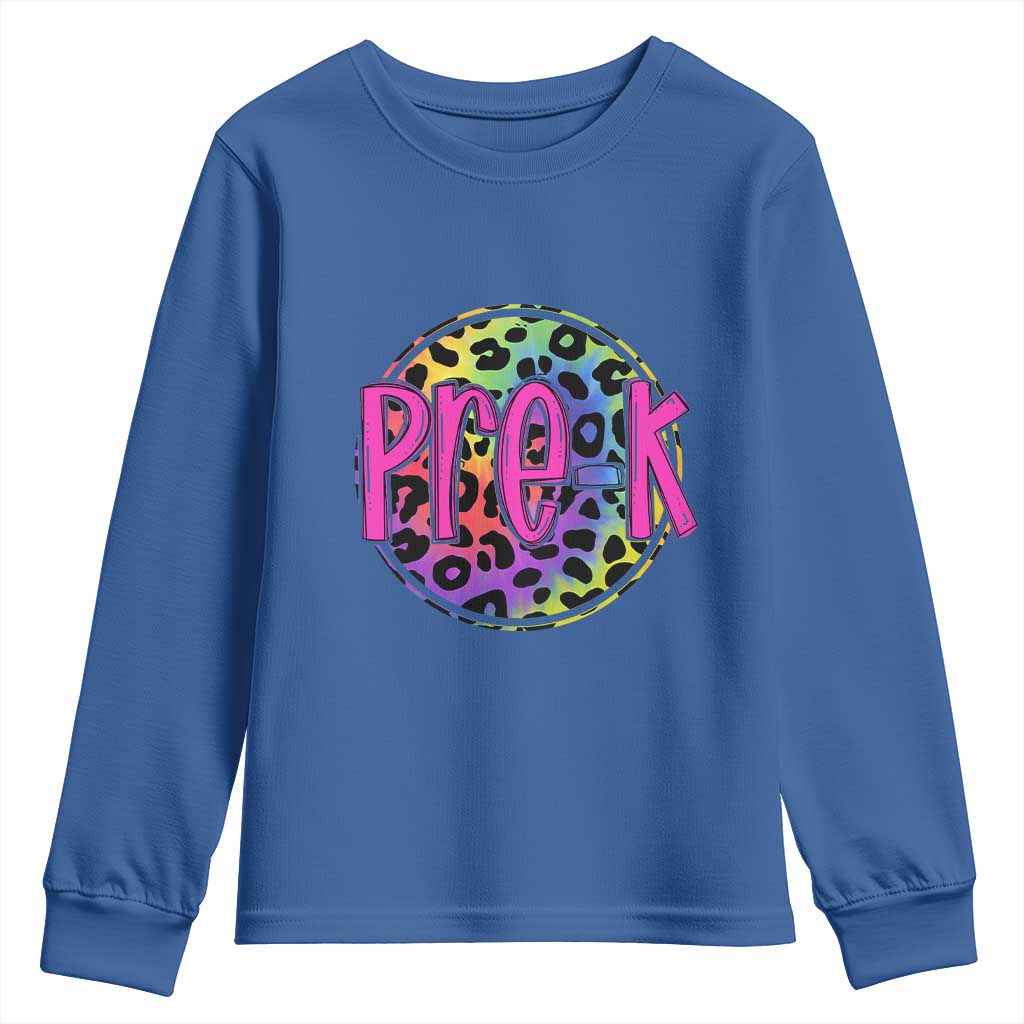 Pre-Kindergarten Neon Leopard Effect Printing Youth Sweatshirt Wild About PreK Teacher Student Gift TS01 Royal Blue Print Your Wear