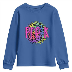 Pre-Kindergarten Neon Leopard Effect Printing Youth Sweatshirt Wild About PreK Teacher Student Gift TS01 Royal Blue Print Your Wear