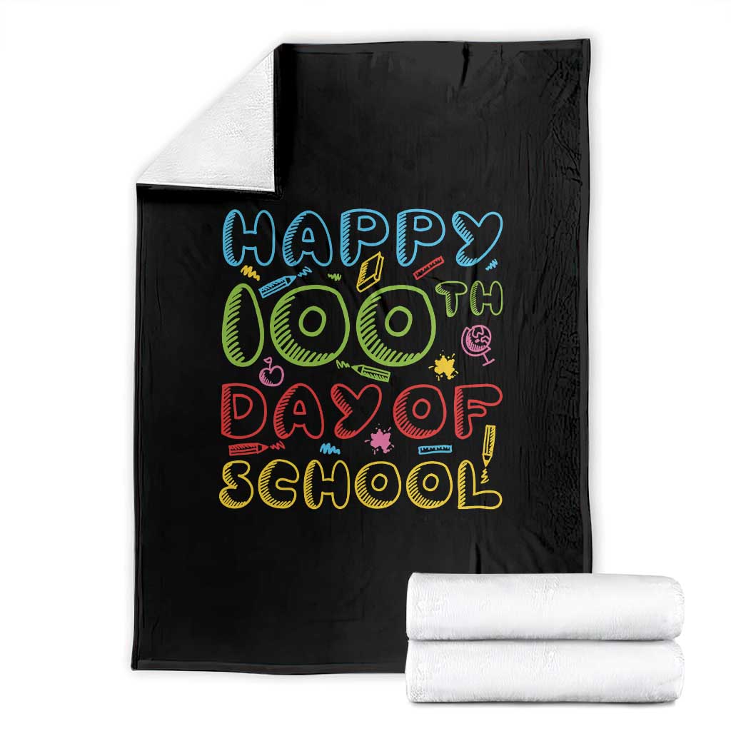 Happy 100 Days of School Throw Blanket 100th Day Funny Milestone Celebration TS01 Black Print Your Wear