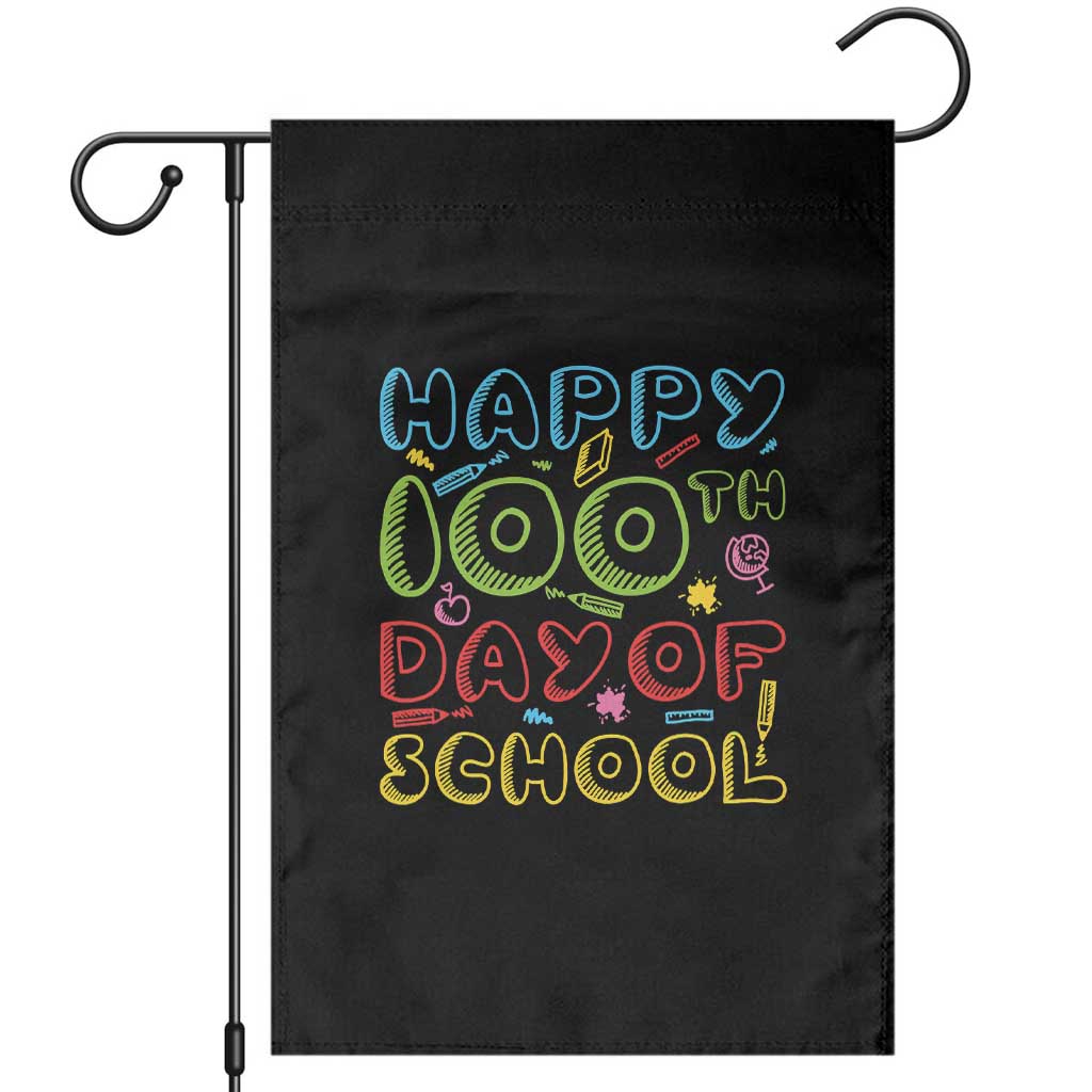 Happy 100 Days of School Garden Flag 100th Day Funny Milestone Celebration TS01 Black Print Your Wear