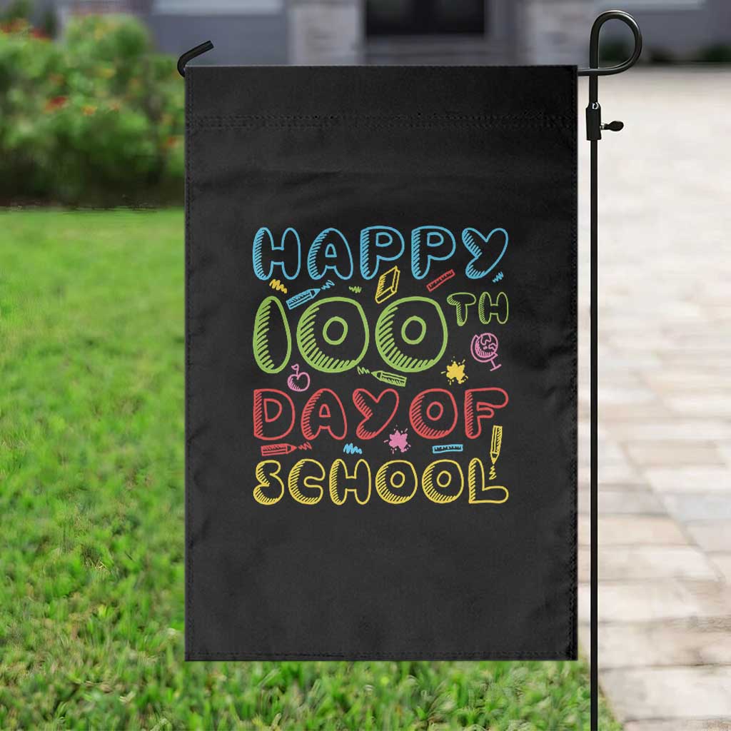 Happy 100 Days of School Garden Flag 100th Day Funny Milestone Celebration TS01 Print Your Wear