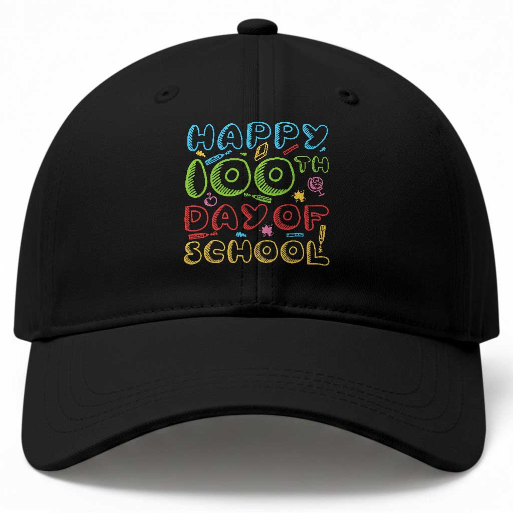 Happy 100 Days of School Baseball Cap 100th Day Funny Milestone Celebration TS01 Print Your Wear