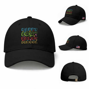 Happy 100 Days of School Baseball Cap 100th Day Funny Milestone Celebration TS01 Baseball Cap Universal Fit Black Print Your Wear