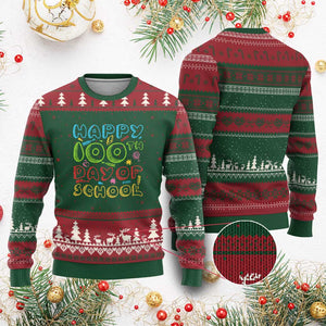 Happy 100 Days of School Ugly Christmas Sweater 100th Day Funny Milestone Celebration TS01 Red Green Print Your Wear