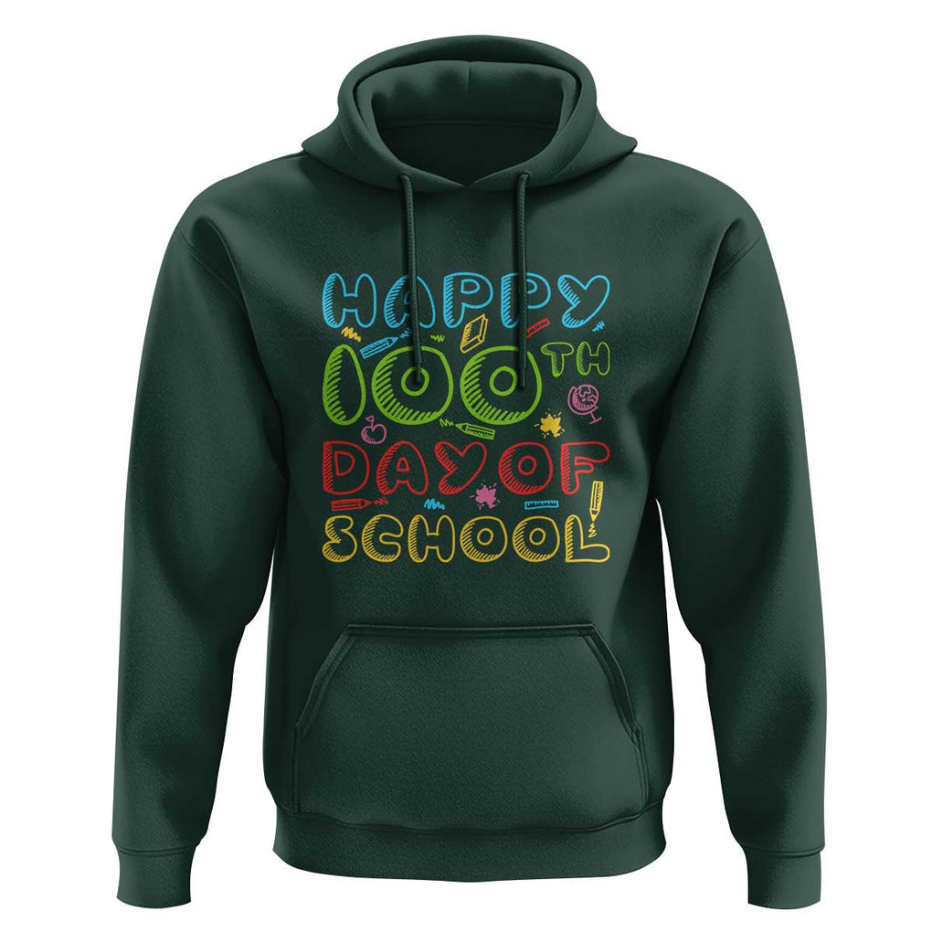 Happy 100 Days of School Hoodie 100th Day Celebration TS01 Dark Forest Green Print Your Wear