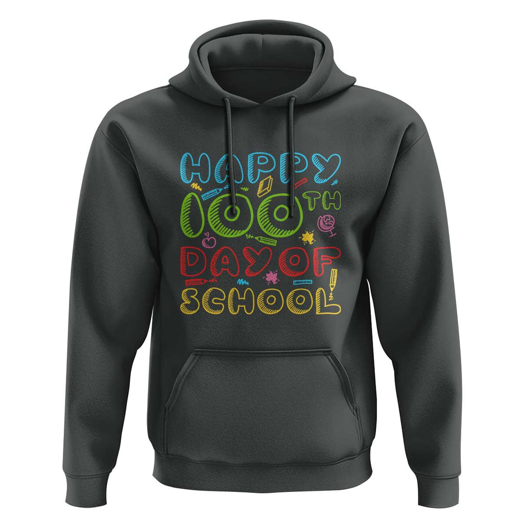 Happy 100 Days of School Hoodie 100th Day Celebration TS01 Dark Heather Print Your Wear