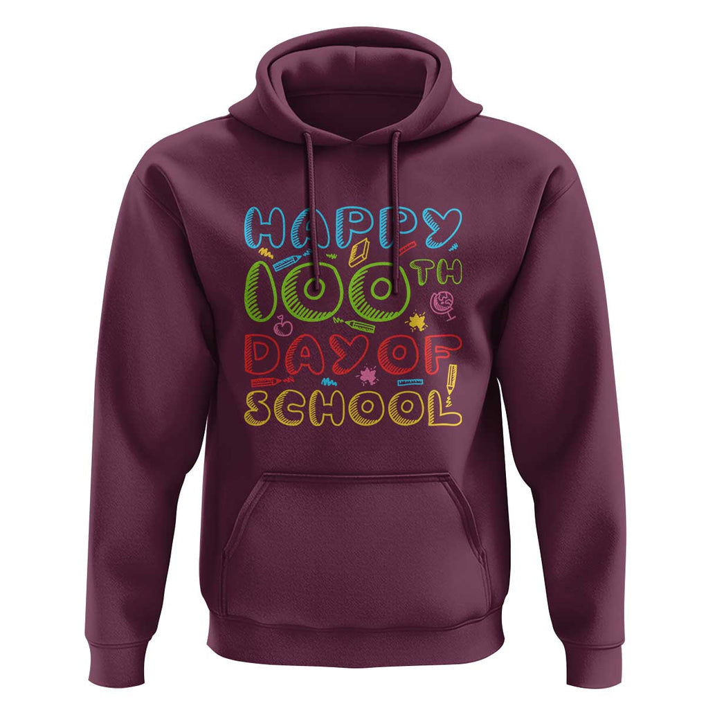 Happy 100 Days of School Hoodie 100th Day Celebration TS01 Maroon Print Your Wear