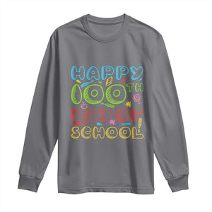 Happy 100 Days of School Long Sleeve Shirt 100th Day Funny Milestone Celebration TS01 Charcoal Print Your Wear