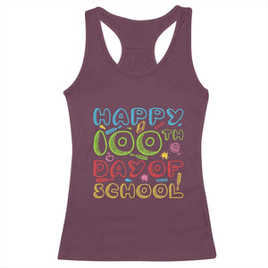 Happy 100 Days of School Racerback Tank Top 100th Day Funny Milestone Celebration TS01 Maroon Print Your Wear
