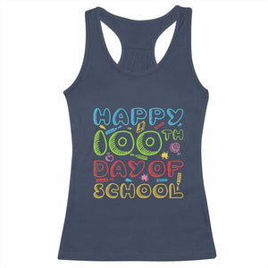 Happy 100 Days of School Racerback Tank Top 100th Day Funny Milestone Celebration TS01 Navy Print Your Wear