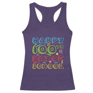 Happy 100 Days of School Racerback Tank Top 100th Day Funny Milestone Celebration TS01 Purple Print Your Wear