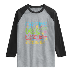 Happy 100 Days of School Raglan Shirt 100th Day Funny Milestone Celebration TS01 Heather Gray Black Print Your Wear