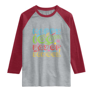 Happy 100 Days of School Raglan Shirt 100th Day Funny Milestone Celebration TS01 Heather Gray Heather Red Print Your Wear