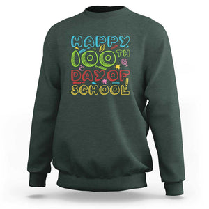 Happy 100 Days of School Sweatshirt 100th Day Celebration TS01 Dark Forest Green Print Your Wear