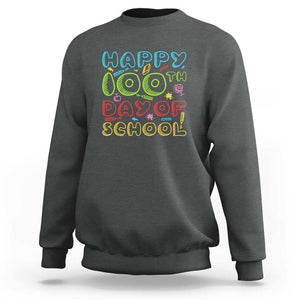 Happy 100 Days of School Sweatshirt 100th Day Celebration TS01 Dark Heather Print Your Wear