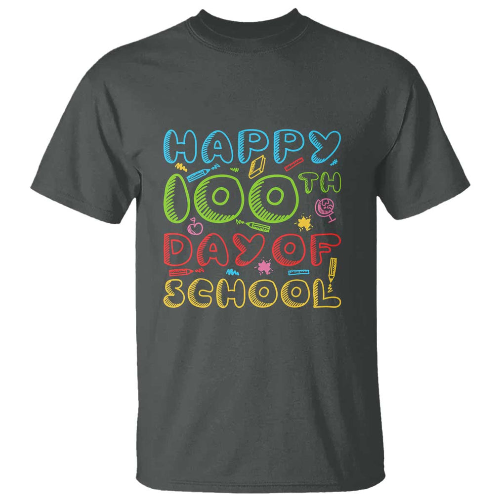 Happy 100 Days of School T Shirt 100th Day Celebration TS01 Dark Heather Print Your Wear