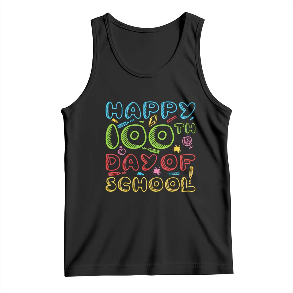 Happy 100 Days of School Tank Top 100th Day Funny Milestone Celebration TS01 Black Print Your Wear