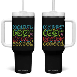 Happy 100 Days of School Tumbler With Handle 100th Day Funny Milestone Celebration TS01 One Size: 40 oz Black Print Your Wear