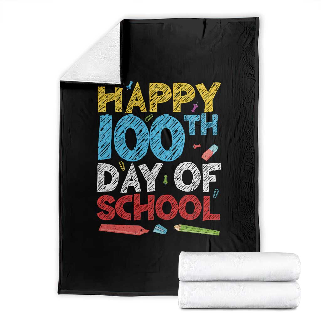 100 Days of School Celebration Throw Blanket Happy 100th Day Student Teacher Gift TS01 Black Print Your Wear