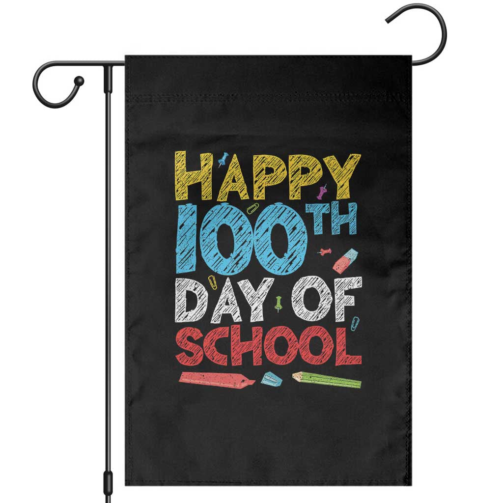 100 Days of School Celebration Garden Flag Happy 100th Day Student Teacher Gift TS01 Black Print Your Wear
