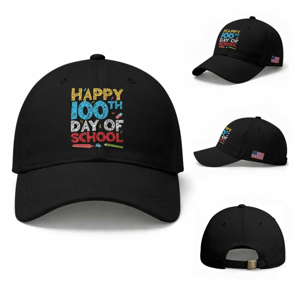 100 Days of School Celebration Baseball Cap Happy 100th Day Student Teacher Gift TS01 Baseball Cap Universal Fit Black Print Your Wear