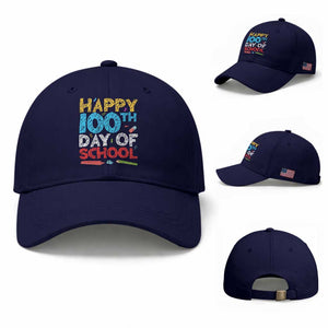 100 Days of School Celebration Baseball Cap Happy 100th Day Student Teacher Gift TS01 Baseball Cap Universal Fit Dark Blue Print Your Wear