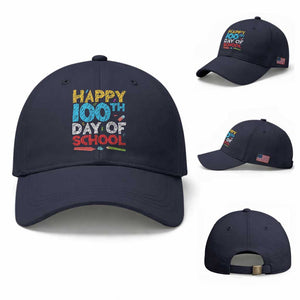 100 Days of School Celebration Baseball Cap Happy 100th Day Student Teacher Gift TS01 Baseball Cap Universal Fit Navy Print Your Wear