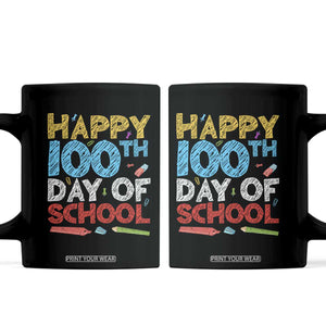 100 Days of School Celebration Coffee Mug Happy 100th Day Student Teacher Gift TS01 Black Print Your Wear